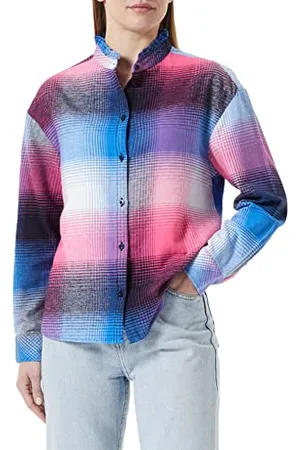 s.Oliver Kobieta Koszule Flanelowe - Damska koszula flanelowa ze wzorem w kratkę, niebieski, 44