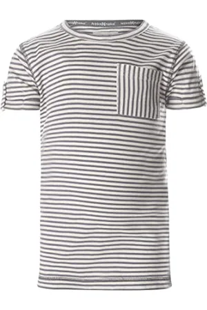 Koko Chłopięcy stalowy szary biały t-shirt w paski, , 92