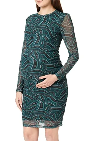 Supermom Damska sukienka Deville z długim rękawem All Over Print, Deep Teal-P177, XL