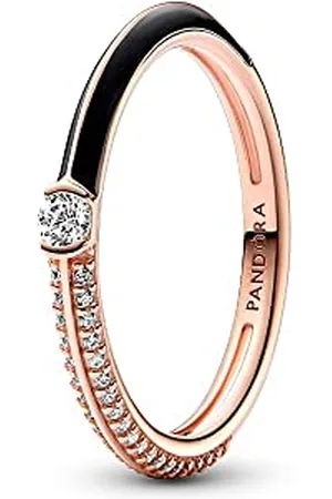 PANDORA ME Pavé & Schwarz Doppelring aus Sterlingsilber mit Zirkonia in der Farbe Roségold-Schwarz, ME Collection, Gr.56, 182528C01-56