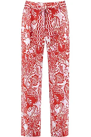 Gerry Weber Spodnie damskie 120018-31214, ecru/biały/czerwony/pomarańczowy, nadruk: 36, , 36