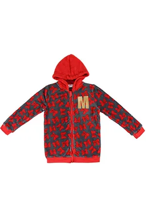 Minnie Sweatshirt mit Kapuze für Mädchen Mouse Rot Grau - 10 Jahre