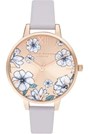 Olivia Burton Analogowy Zegarek Kwarcowy dla Kobiet z Fioletowym Skórzanym Paskiem, OB16AN03