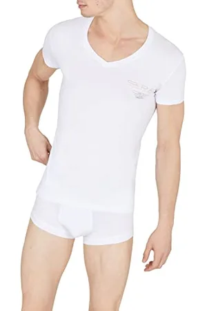 Emporio Armani Underwear męska koszulka z dekoltem w serek, z logo, biała, M, , M