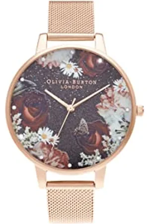 Olivia Burton Analogowy Zegarek Kwarcowy dla Kobiet z Bransoletą ze Stali Nierdzewnej w Kolorze Różowego Złota, OB16WG80