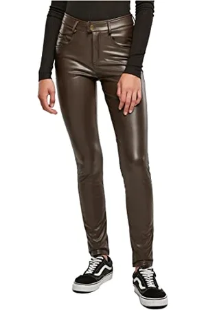Urban classics Damskie spodnie ze skóry syntetycznej ze skóry syntetycznej, brązowy, 29
