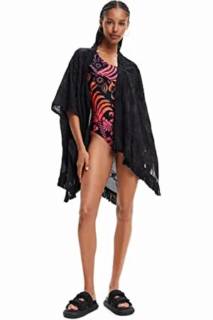 Desigual Damski kaftan_Flower Clara 1000 White, , jeden rozmiar