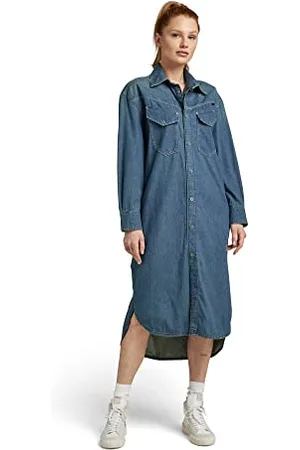 G-Star RAW Damska koszulka z długim westernowym stylu, na co dzień, niebieska (Antique Faded Scuba Blue D306-D888), S, , S