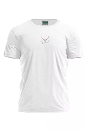 Bona Basics Mężczyzna Na co dzień - Męski T-shirt z cyfrowym nadrukiem,% 100 bawełna, biały, na co dzień, męskie topy, rozmiar: XL, biały, XL