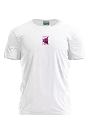 Bona Basics Mężczyzna Na co dzień - Męski T-shirt z cyfrowym nadrukiem,% 100 bawełna, biały, na co dzień, męski top, rozmiar: L, biały, L