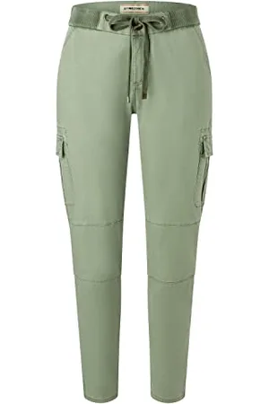 Timezone Damskie spodnie Slim MalikaTZ 7/8 casualowe, Oil Green, 31