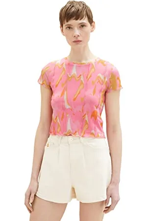 TOM TAILOR Damski 1036548 T-Shirt, 31704-Abstract Pink Print, XL, 31704 - Abstract Pink Print, XL