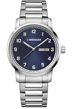 Wenger Zegarki męskie Attitude Ø 42mm, Szwajcarski, Kwarc, Wodoodporny 100m, Stal nierdzewna Bransoletka, Szkło szafirowe, Niebieski/Srebrny, 01.1541.121, , bransoletka