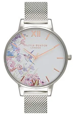 Olivia Burton Analogowy Zegarek Kwarcowy dla Kobiet ze Srebrną Bransoletą ze Stali Nierdzewnej, OB16PP75