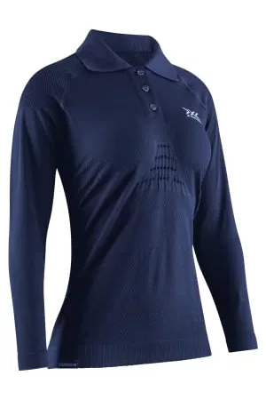 X Bionic Kobieta Bluzki - Damska koszulka polo Invent 4.0 z długim rękawem, granatowa/niebieska, XL, Granatowy/niebieski, XL