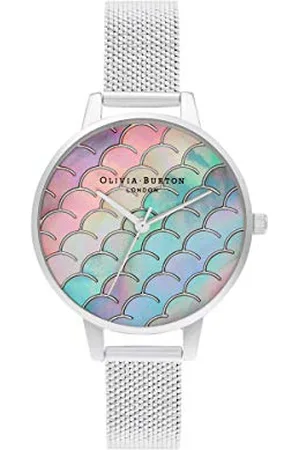 Olivia Burton Analogowy Zegarek Kwarcowy dla Kobiet ze Srebrną Bransoletą ze Stali Nierdzewnej, OB16US46