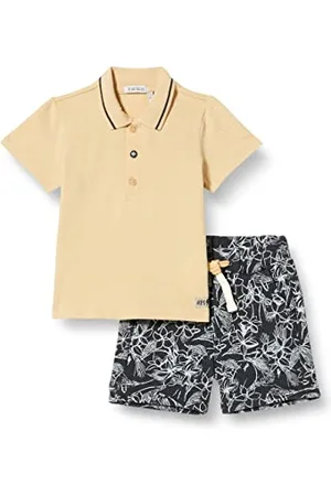 IKKS JUNIOR Niemowlęta koszulka polo Jaune Et Short En Maille À Motif Fleurs Xu37011.15 Kombi długa, , 68 cm
