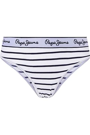 Pepe Jeans Damska bielizna w stylu brazylijskim w paski, granatowa, XL, granatowy, XL