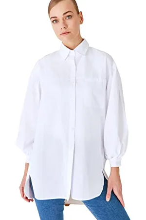 Trendyol Frau Modest Relaxed Fit linia A kołnierzyk bluzowy tkanina tkanina skromna koszula, , 42