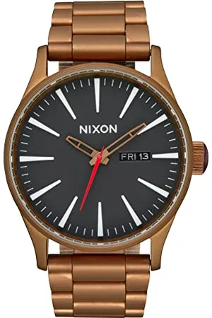 Nixon Męski analogowy zegarek kwarcowy z bransoletką ze stali szlachetnej A356-5145-00, brązowo-czarny