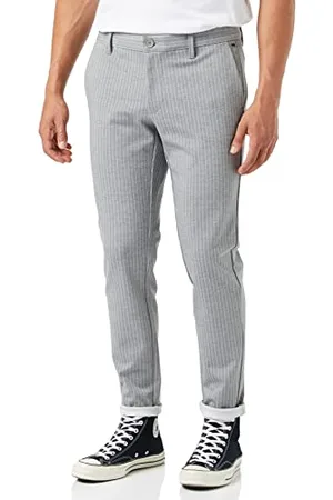 Only & Sons Spodnie Chino ONSMARK w paski GW 3727 Noos, Jasnoszary melanż, 29W / 30L