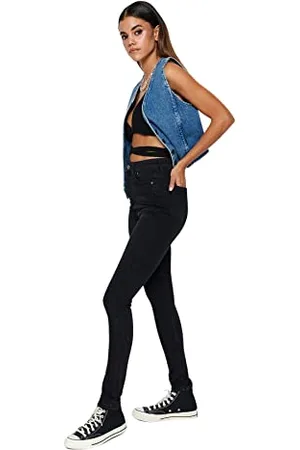 Trendyol Damskie dżinsy skinny fit z wysokim stanem, czarne, 36, , 62