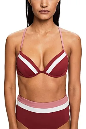 ESPRIT Damskie body Tayrona Beach RCS pad.Plunge Bikini, ciemnoczerwone, 36B