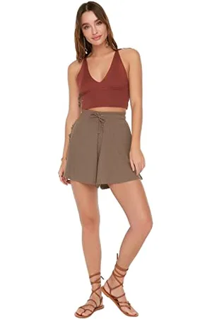 Trendyol Damskie spodenki z normalną talią i krótką nogawką oversize, , XS