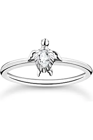 Thomas Sabo Damen Ring aus 925er Sterling-Silber im Schildkröten-Design, Gr: 52, TR2401-051-14-52