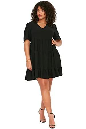 Trendyol Damska sukienka mini o linii A, luźna, tkana sukienka plus size, , 48 Plus