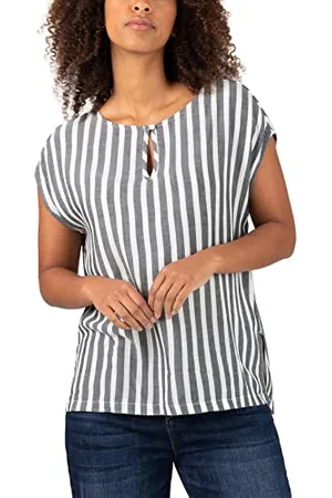 Timezone Damska koszulka w paski Airy Top, szaro-białe paski, XL, , XL