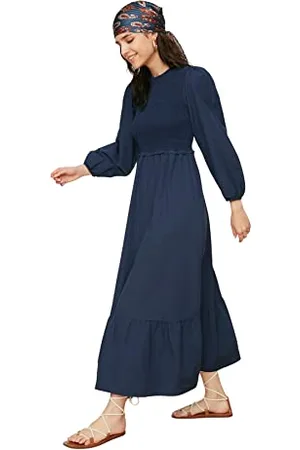 Trendyol Damska sukienka maxi skater regularne tkane skromne sukienki, , 62
