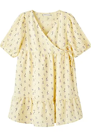 NAME IT Bestseller A/S Dziewczęca sukienka NKFHINAGE SS WRAP, Double Cream, 146, , 146 cm