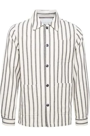 Casual Friday Męska kurtka CFAugust 0077 LS Wide Striped Overshirt Jacke, 135304/Light Sand, M