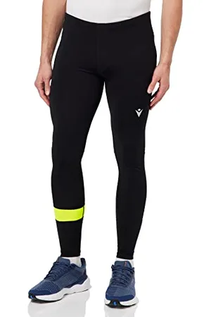 macron Męskie Run Fcc Chuck Light Stretch Długie Spodnie Męskie Blk/Nyel, Czarno-Żółte, L, , L