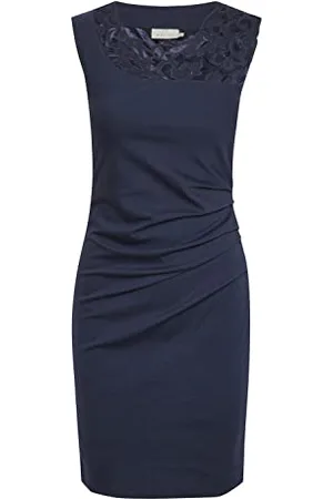 Kaffe Damska sukienka koktajlowa Slim Fit z kwiatowym koronką koktajlową, granatowa, 40