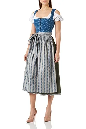 BERWIN & WOLFF TRACHT FOLKLORE LANDHAUS Sukienka damska 826071, oliwkowa zieleń z niebieskim, 44, , 44