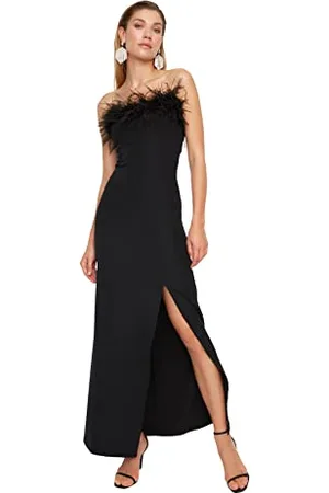 Trendyol Damska sukienka maxi Bodycon dopasowana, tkana suknia wieczorowa, , 64