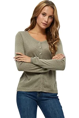 Minus Damski sweter z kardigan New Laura, Lureks do dymu drzewnego, XL