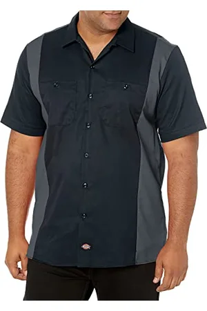 Dickies Męska dwukolorowa koszula robocza slim fit z krótkim rękawem na co dzień, Czarny (czarny/grafitowy), XL