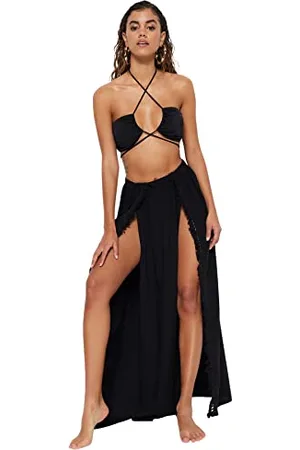 Trendyol Damska bielizna plażowa maxi Wrapover tkana spódnica, , 60
