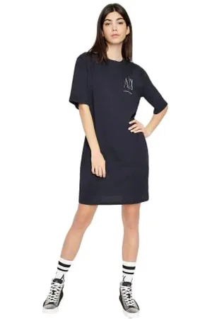 Armani Exchange Damska koszulka z logo Studded Icon Casual Dress, , XS