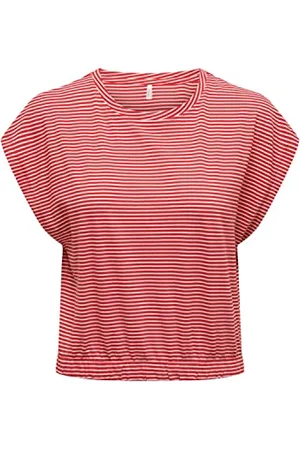 ONLY Kobiety ONLMAY S/S Cropped Box JRS Top, High Risk Red, S, , S