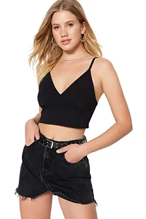 Trendyol Damski damski biustonosz o regularnym kroju z dzianiny z dekoltem w serek, , XL