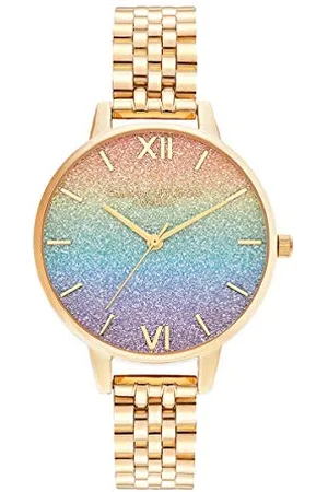 Olivia Burton Analogowy Zegarek Kwarcowy dla Kobiet z Bransoletą ze Stali Nierdzewnej w Kolorze Złotym, OB16RB23