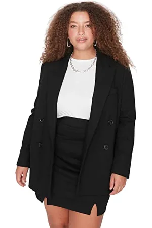 Trendyol Damska spódnica ołówkowa plus size mini spódnica ołówkowa spódnica dzianinowa spódnica plus size, czarna, 2XL, , XXL