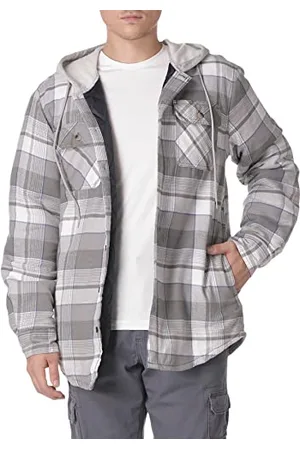 Wrangler Męska pikowana flanelowa koszula z długim rękawem i kapturem, S
