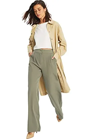 Trendyol Damskie spodenki Open Khaki Straight Pants, , 40