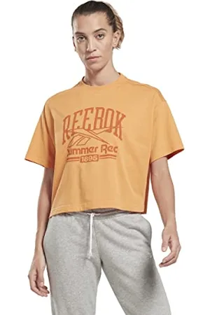 Reebok Damska koszulka z grafiką, pomarańczowa, L, , M