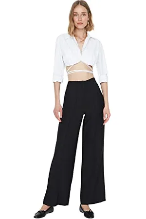 Trendyol Black Wysokie Spacious Trousers Szorty damskie, , 42